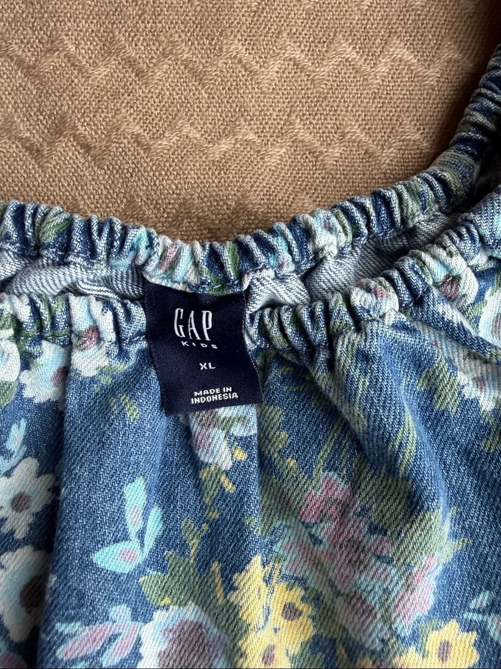 Girls GAP Denim Blue Floral Ruffle Hem Dress